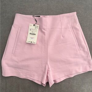 Zara High-Waist Light Pink Tailored Shorts